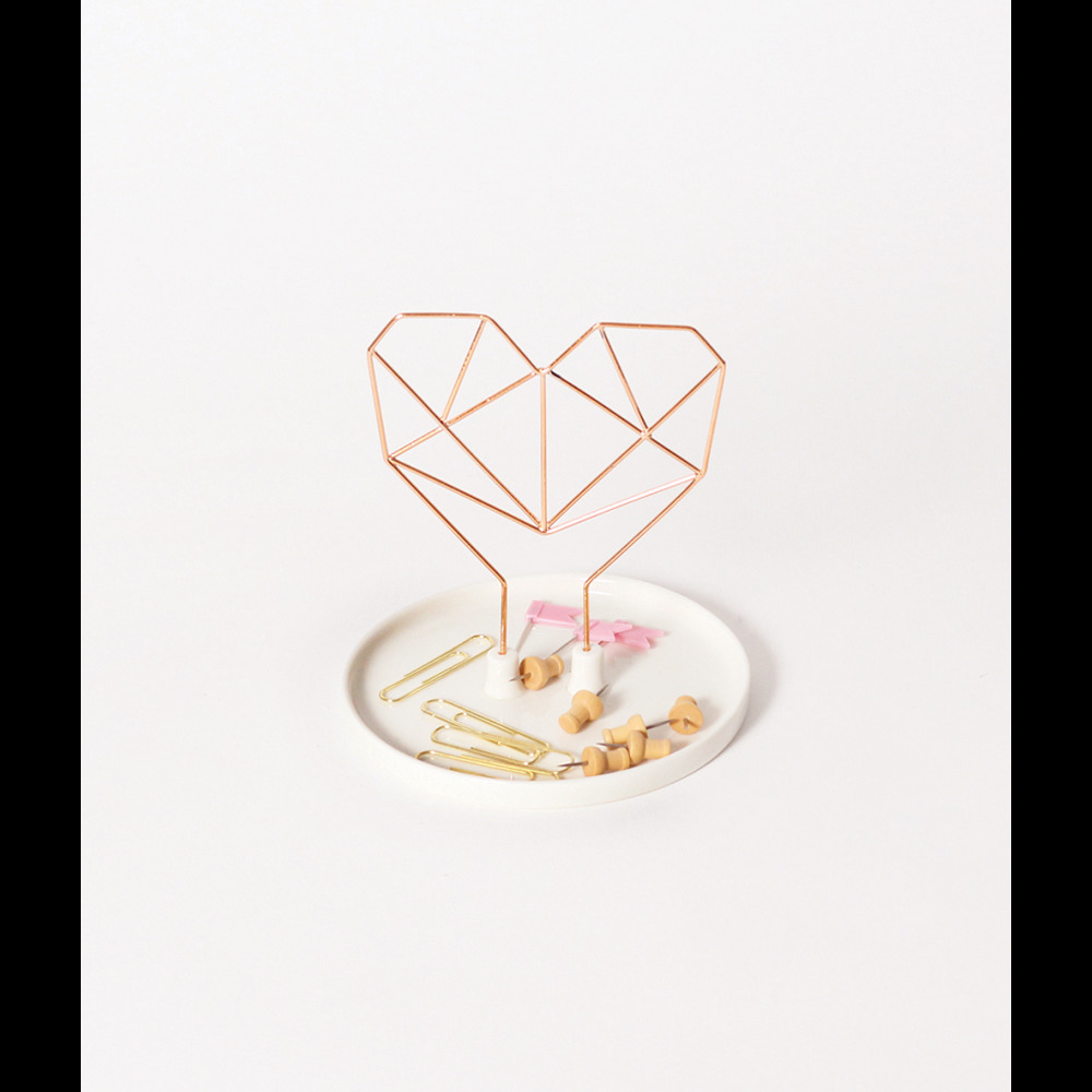 IMM Living Jewelry Holder Wire Heart Ceramic Copper Metal